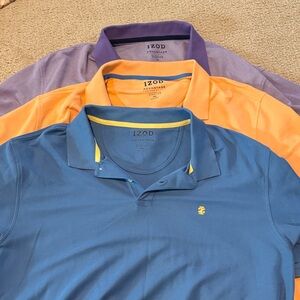 Izod Men's Polo Shirt Trio - Blue, Orange, Purple
